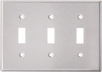 Leviton 3-Gang Toggle Device Switch Wallplate, Standard Size, Device Mount, Stainless Steel, 84011