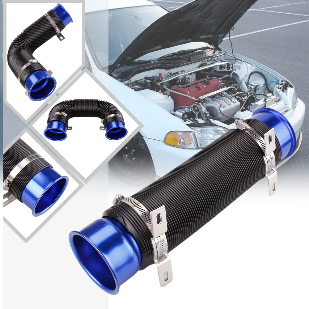 3" Turbine Intake Pipe Adjustable Cold Air Intake Pipe Tube Blue