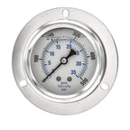 PIC Gauges PRO-204L-254J Liquid Filled Front Flange Panel Mount, 2-1-2% Accuracy
