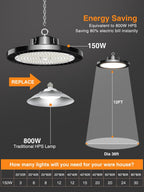 ONLYLUX UFO LED High Bay Light 150W 12 Pack 5000K Daylight 22500LM