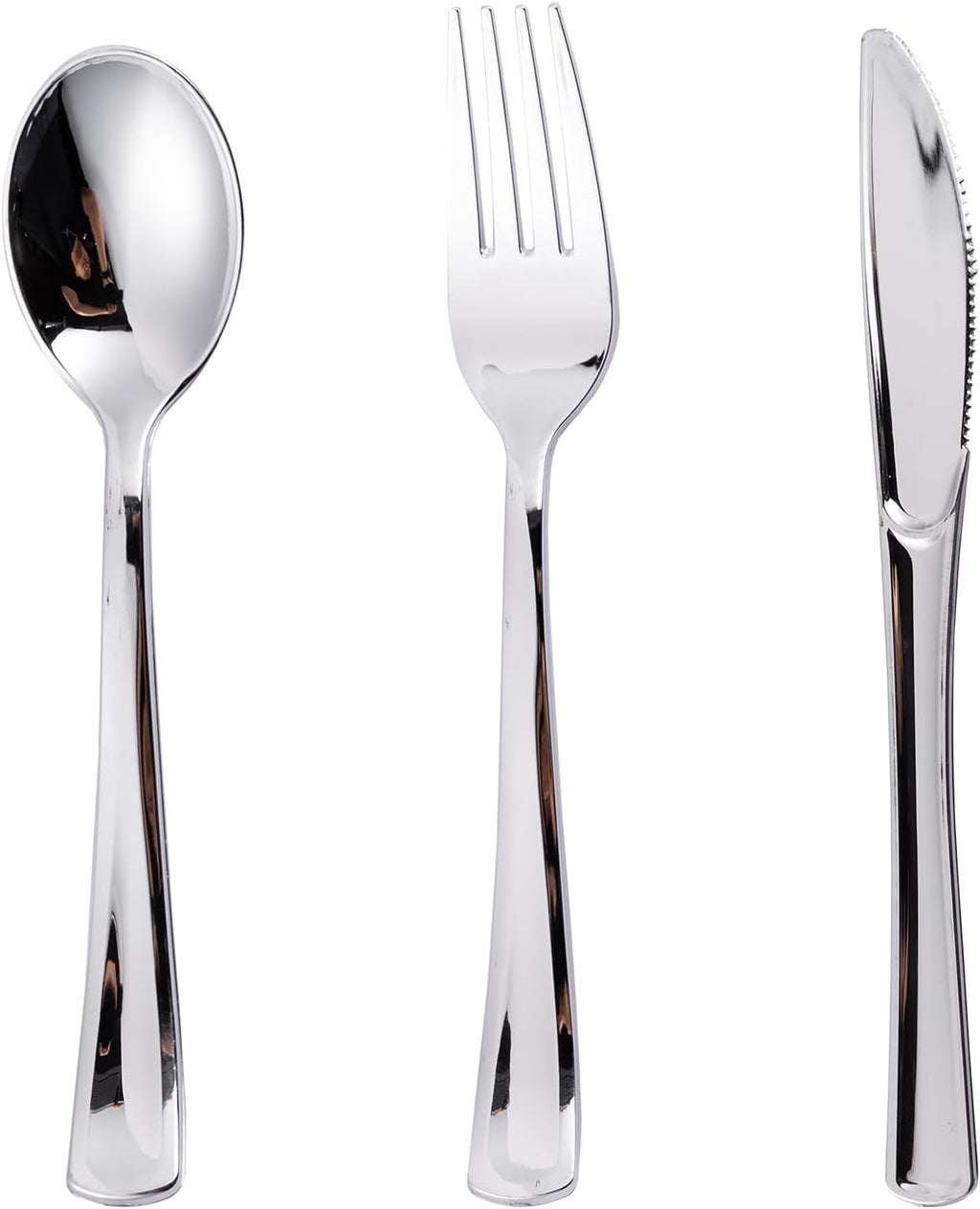 300PCS Silver Plastic Silverware, Disposable Utensils & Cutlery