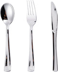 300PCS Silver Plastic Silverware, Disposable Utensils & Cutlery