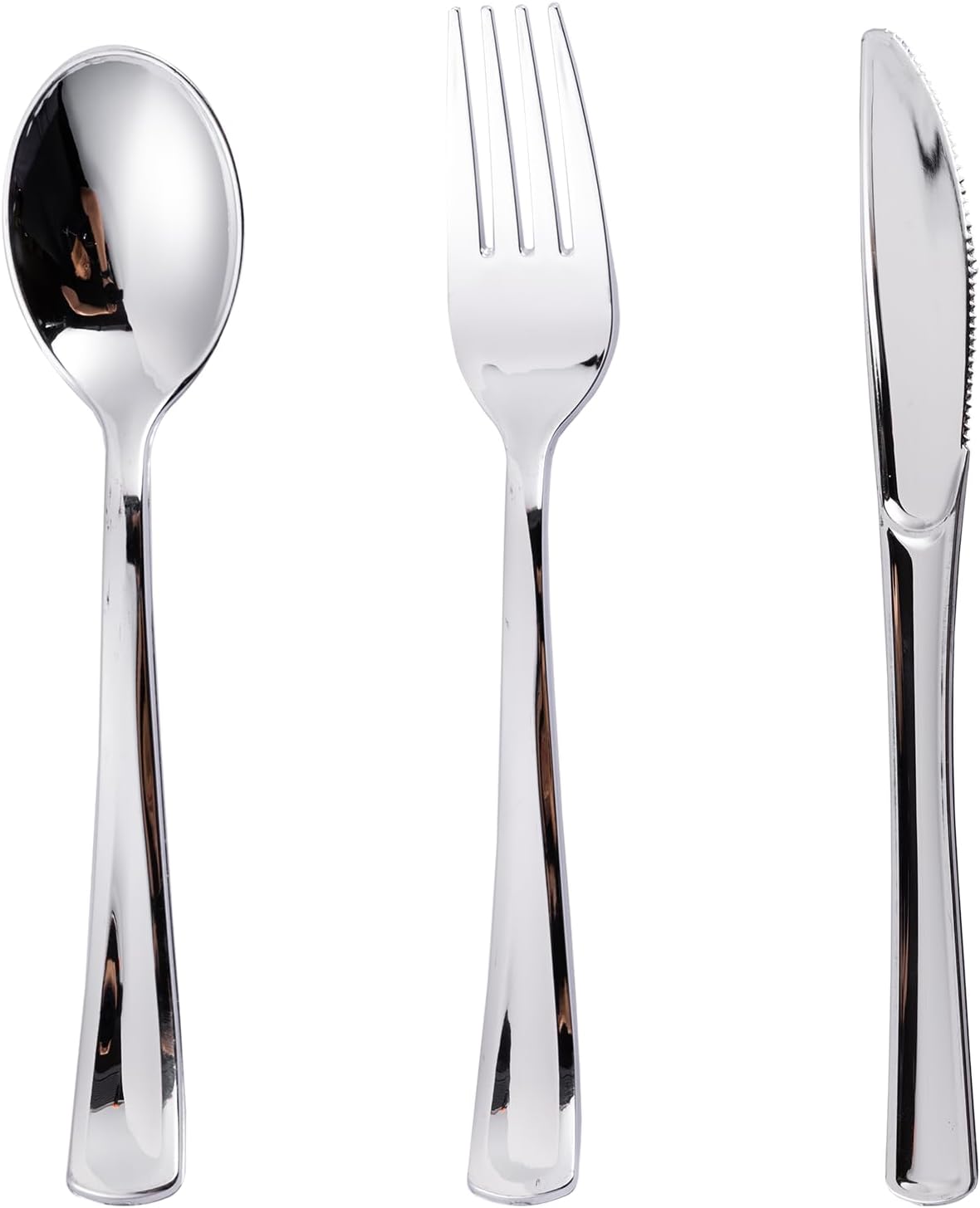 300PCS Silver Plastic Silverware, Disposable Utensils & Cutlery