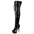Women's Over The Knee Thigh High Heel Boots Platform Zip Buckle Lace Up Black US Size 9