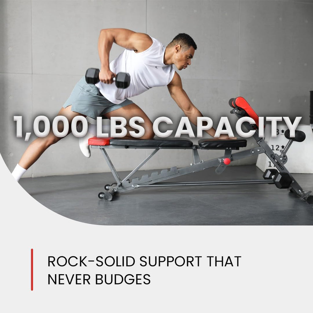 Finer Form Multi-Functional FID Weight Bench for Full All-in-One Body Workout – Hyper Back Extension, Roman Chair