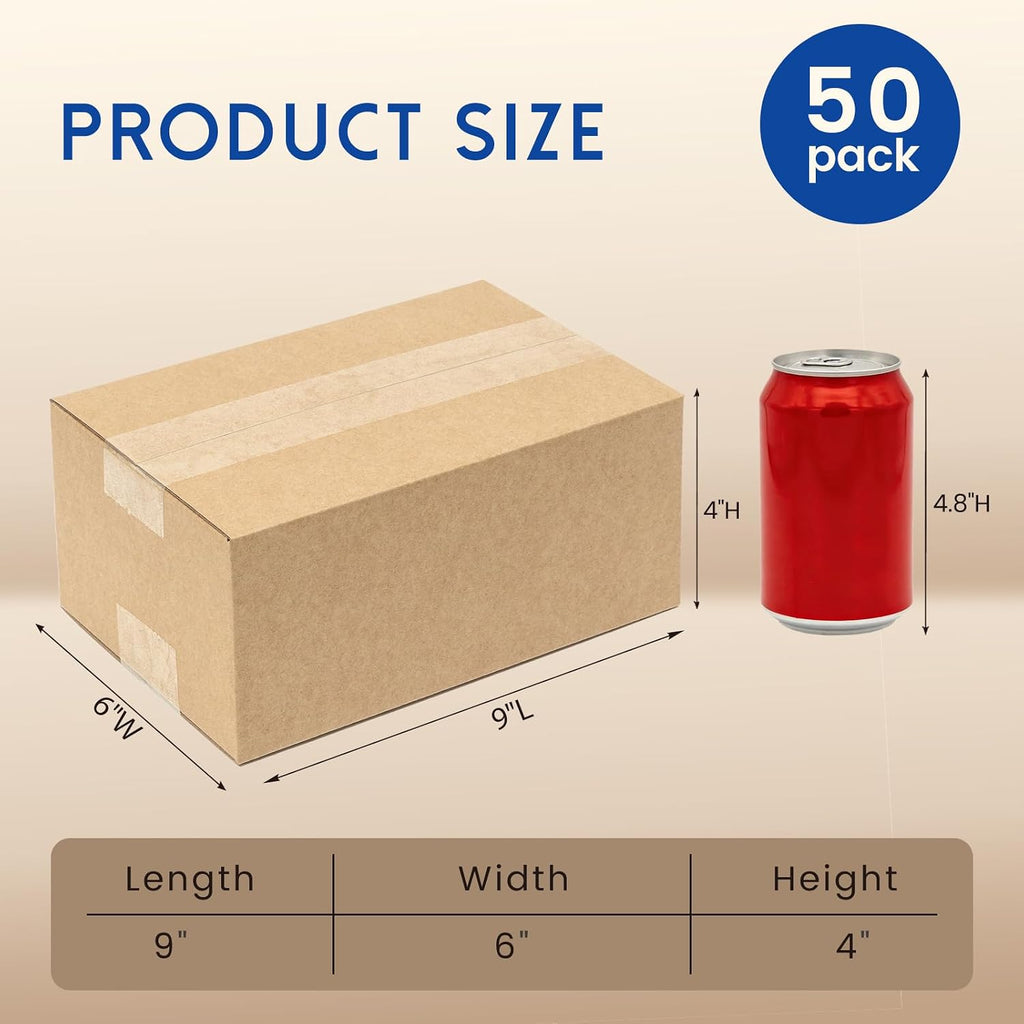 9x6x4" Shipping Boxes 50 Pack Corrugated Cardboard Box Brown