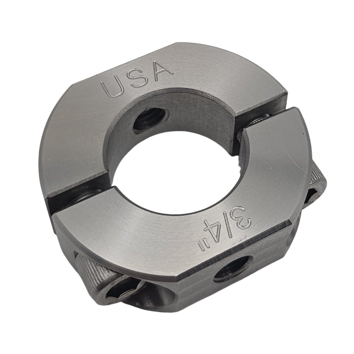 – 0.75" Bore Diameter – Mountable Clamping Two Piece Shaft Collar - 303 Stainless Steel (1 Pack)