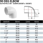 5PCS 1-1/4" 90 Degree Elbow PVC Pipe Fitting Adapter Coupling Connector Schedule 40 Slip (Socket x Socket) White Color