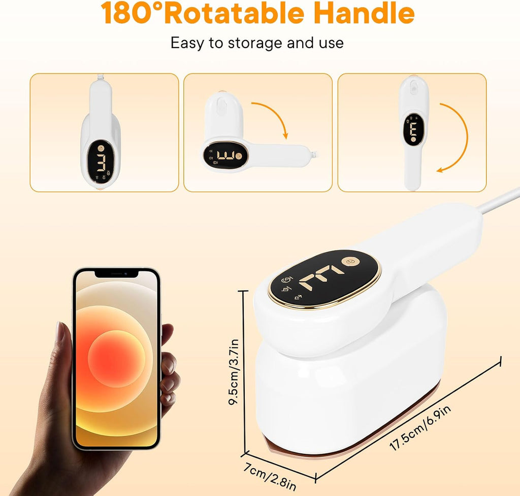 Smart Travel Steamer for Clothes, 1200W Handheld mini travel Steam All-in-One Portable Steamer Iron with LCD Display
