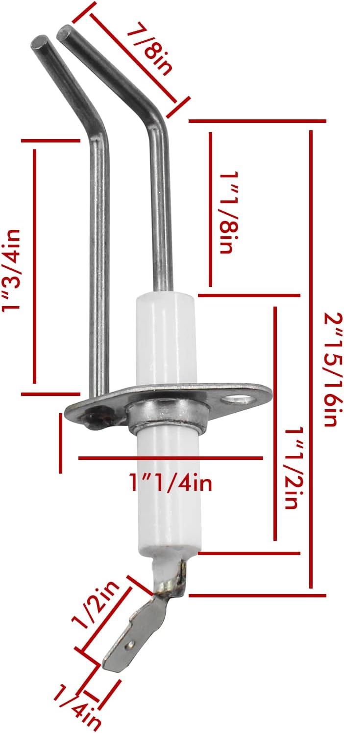 MENSI 2 Packs Flame Sensor Igniter Sensing Rod Fit Replacement of 232258 2-Prong Electrode Assembly, Furnace, Fire Pit Spark with 31.5" High Temperature Cable Wire