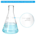 Erlenmeyer Flask,3 Pcs 1000ml 33.8oz Narrow Mouth Graduated Flasks
