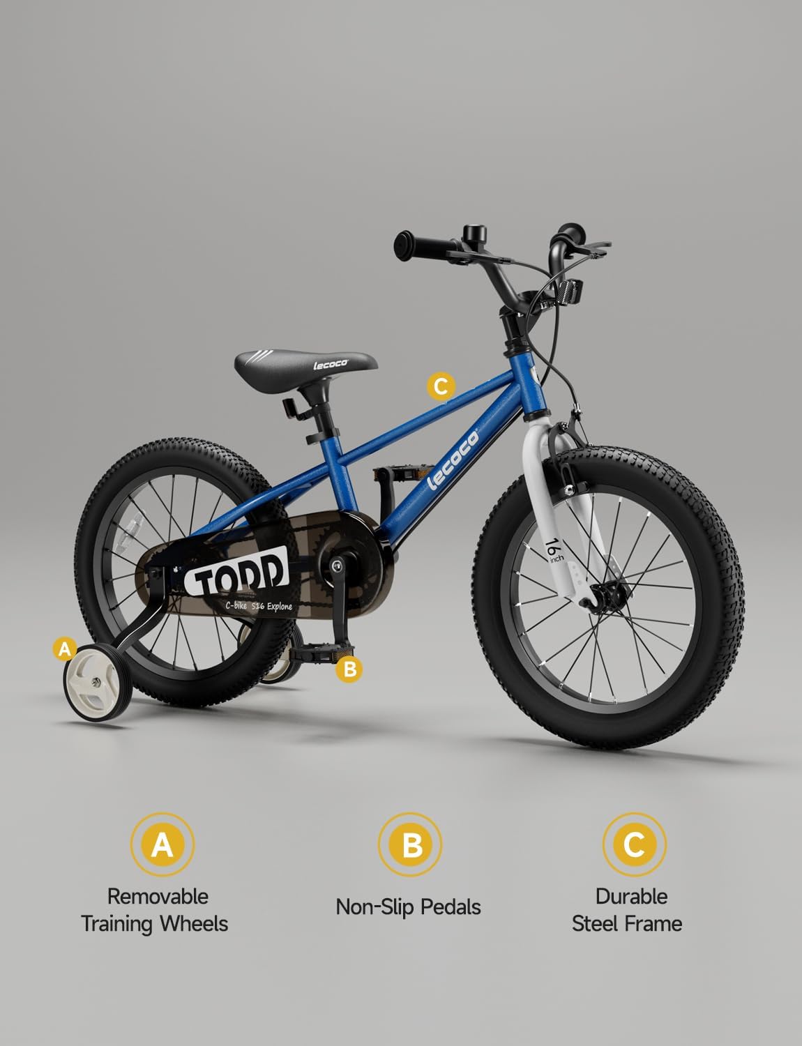 16 inch Kids Bike for Boys Girls with Training Wheels | Children's Bicycle with Training Wheels Pedal Brakes