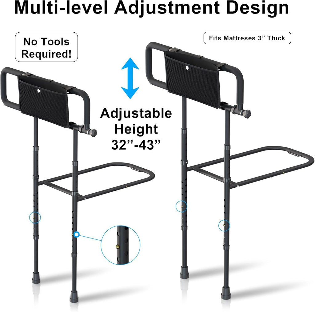 Bed Rails for Elderly Adults Safety, Adjustable Bed Assist Rail with Non-Slip Base, 400 lbs Support Bed Grab Bar for