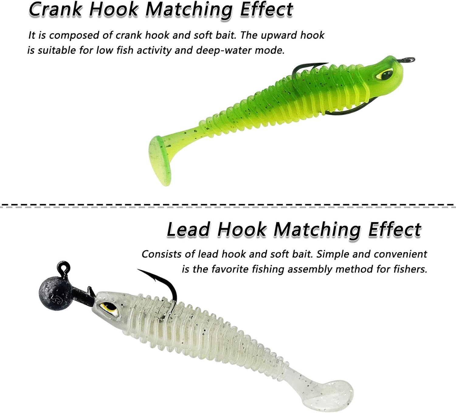Soft Fishing Lures, 6.5cm/8cm Paddle Tail Swimbaits Soft Plastic Lures Kit for Bass Trout Walleye Crappie 30pcs/40pcs…
