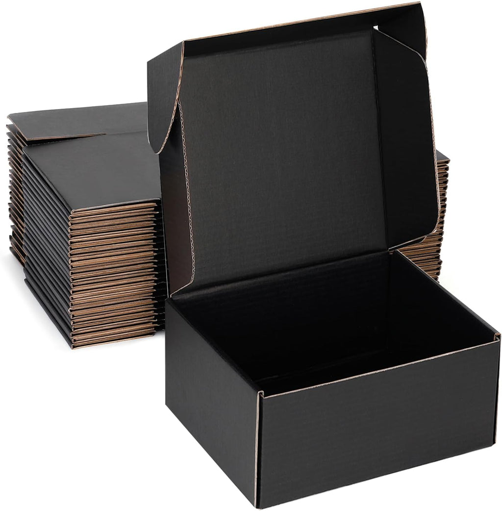 8x6x4 Black Shipping Boxes for Small Business, Packing, 25 Pack