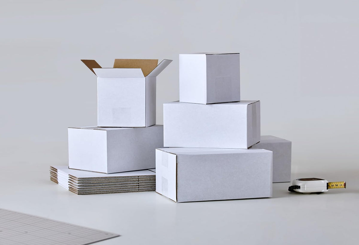 25 Packs Small Shipping Boxes 5X5X5 Inches, White Corrugated Cardboard Boxes