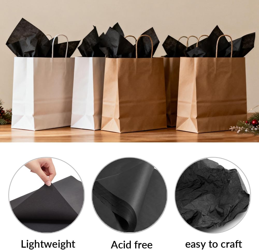 140 Sheets Black Tissue Paper for Gift Bags 20 x 14 inch