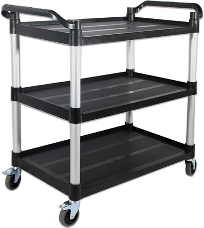 Plastic Commercial Cart Large Size, Restaurant Cart with Wheels Lockable, Heavy Duty Utility Service Cart for