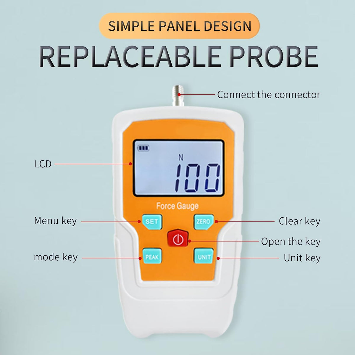 Digital Force Gauge Push and Pull Meter Dynamometer Tension Pressure Tester Thrust Meter Compression Load Plug Force Destructive Tests 100N/10kg/22lbf/360Oz