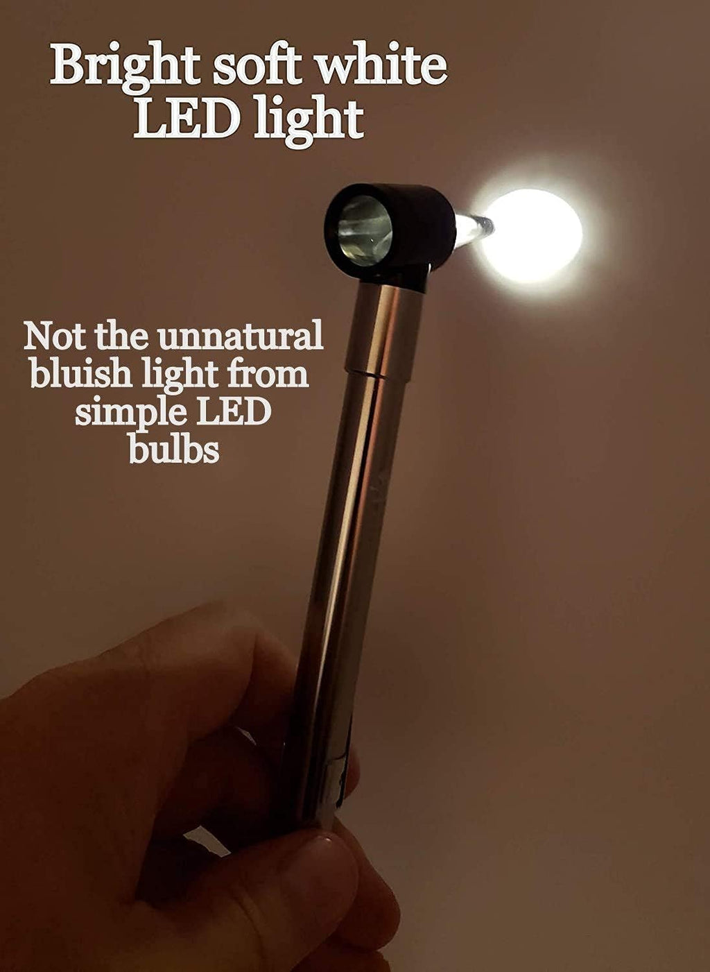 Third Generation Dr Mom Slimline Stainless LED Pocket Otoscope with Soft White Natural Hue Light Spectrum in Hard