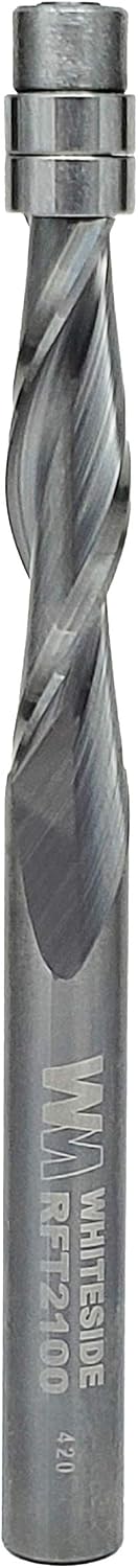 Whiteside RFT2100 Spiral Upcut Flush Trim Router Bit: 1/4 Inch Cutting Diameter, 1/4 Inch Shank, 1 Inch Cutting