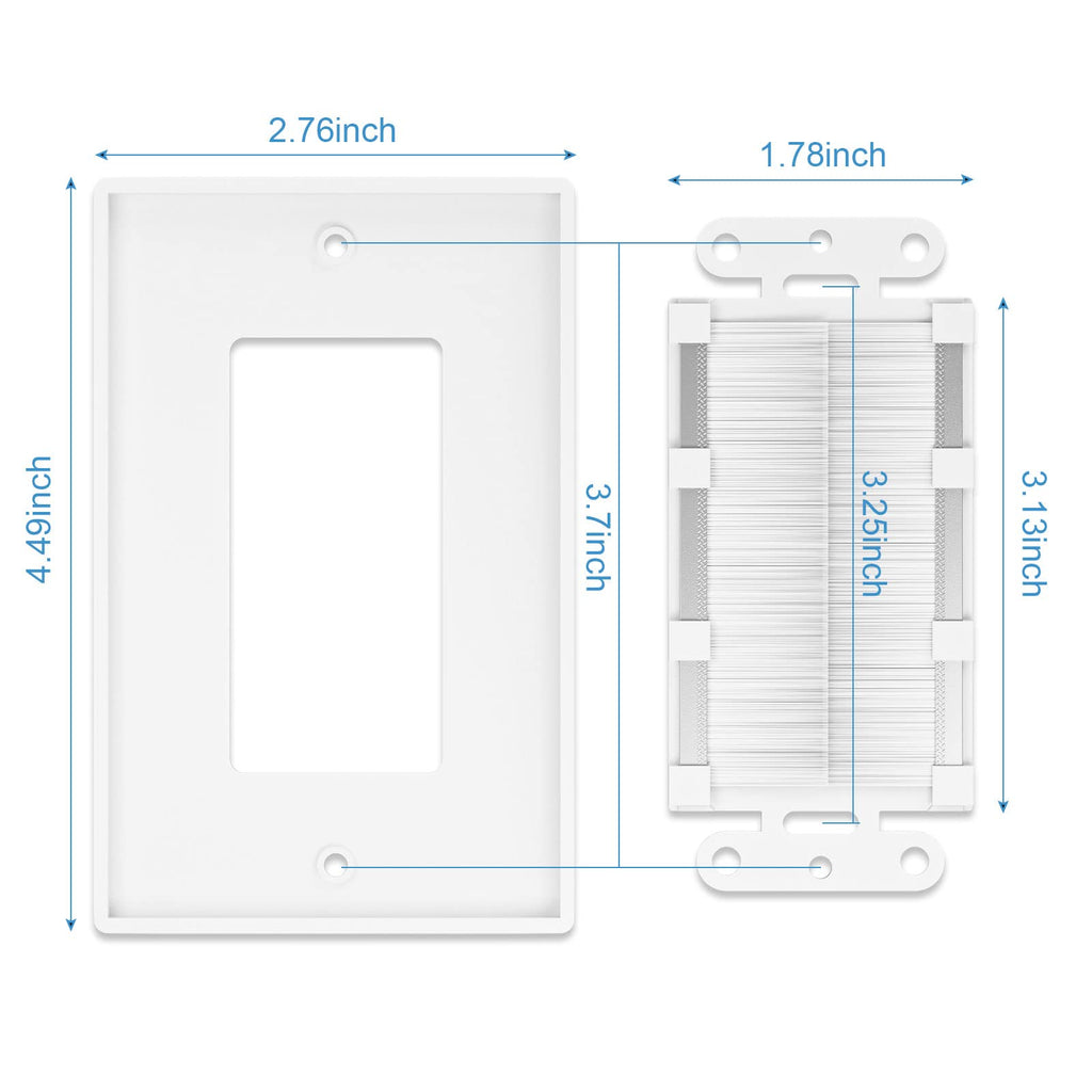 iwillink Brush Wall Plate (10 Pack), Cable Pass Through Plate, White