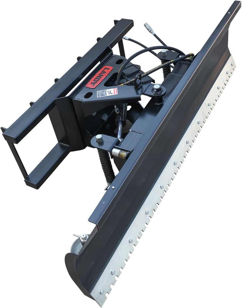 84" Heavy-Duty Hydraulic Skid Steer Snow Plow Dozer Blade | Universal Quick Attach Snow Pusher, Spring Shock