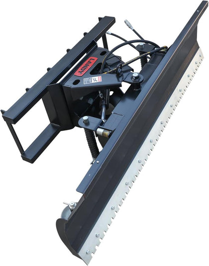 84" Heavy-Duty Hydraulic Skid Steer Snow Plow Dozer Blade | Universal Quick Attach Snow Pusher, Spring Shock
