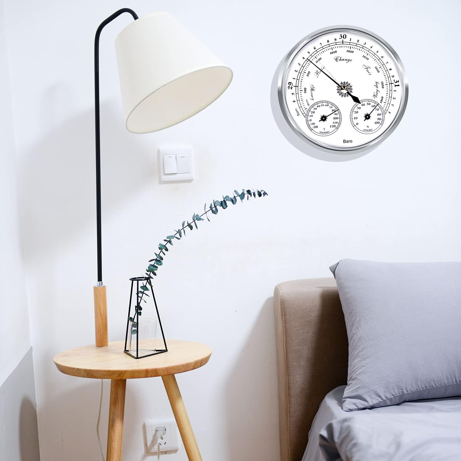 3 in 1 Barometer Thermometer Hygrometer, 5in Weather Station | Wall Mount barometer, Battery-Free Gauge, Plastic