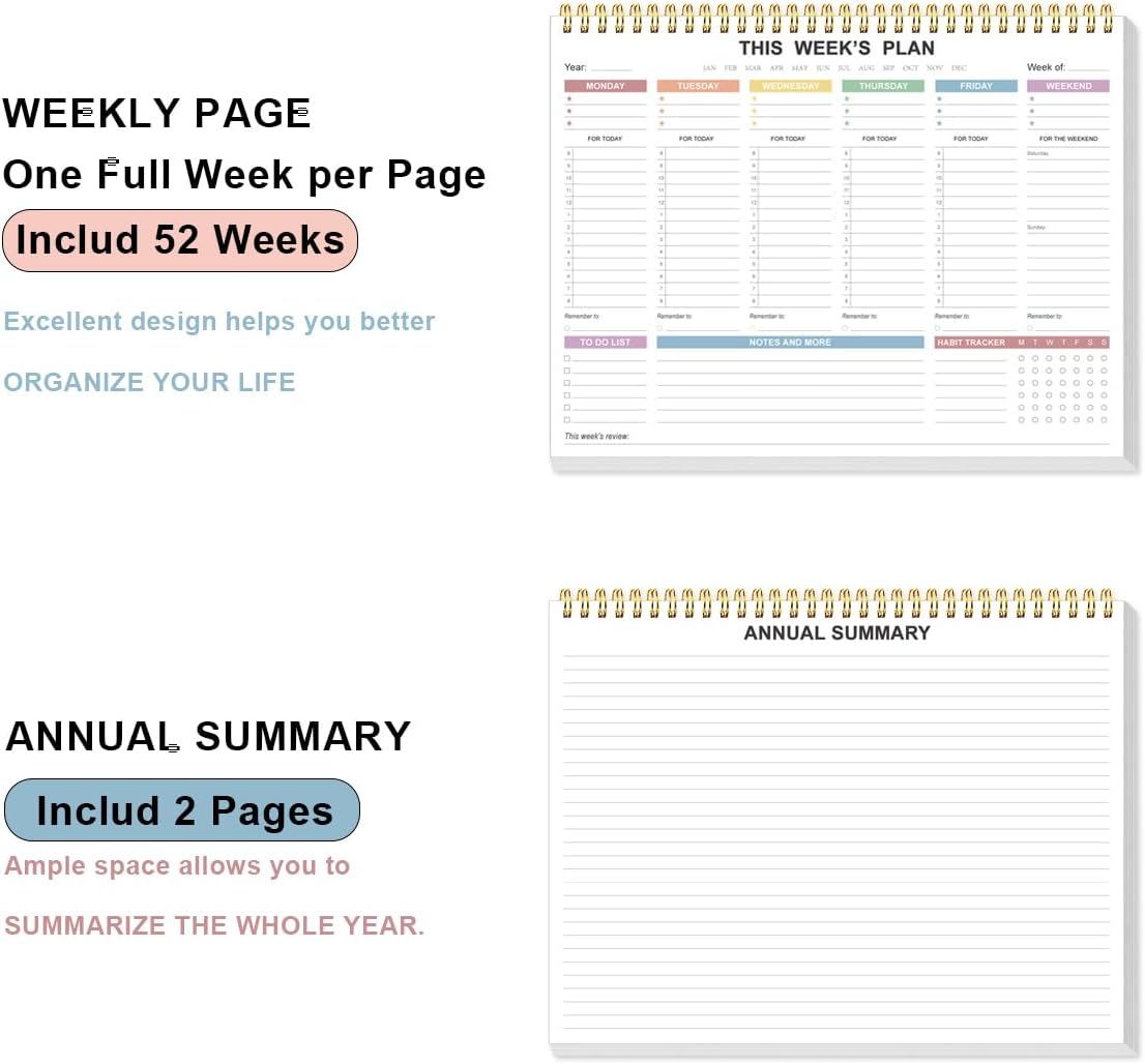 Undated Weekly Planner - 8.5" x 11" Undated Daily Productive Weekly To Do List Notepad for Home, Work, School