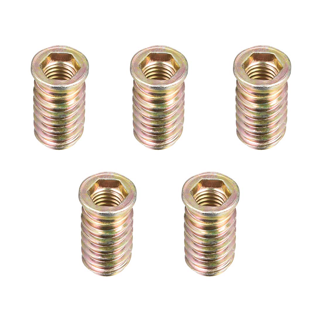 uxcell Wood Furniture M10x30mm Threaded Insert Nuts Interface Hex Socket Drive 5pcs