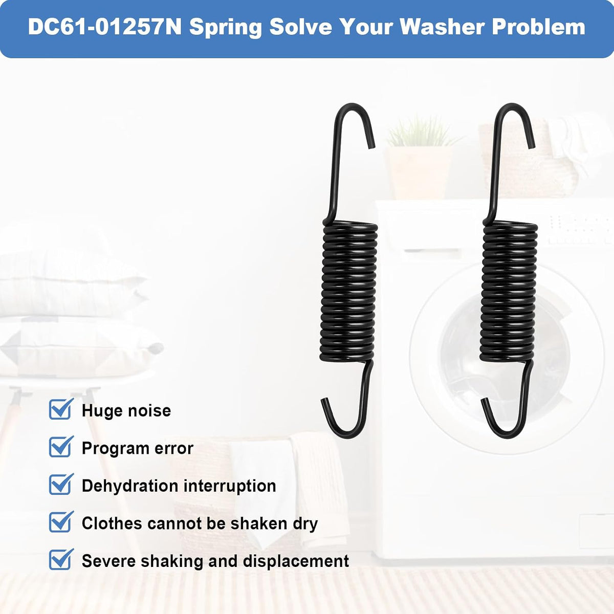 2 Pack DC61-01257N Washer Suspension Springs, Replace 592-49396, 592-49474, 592-49496