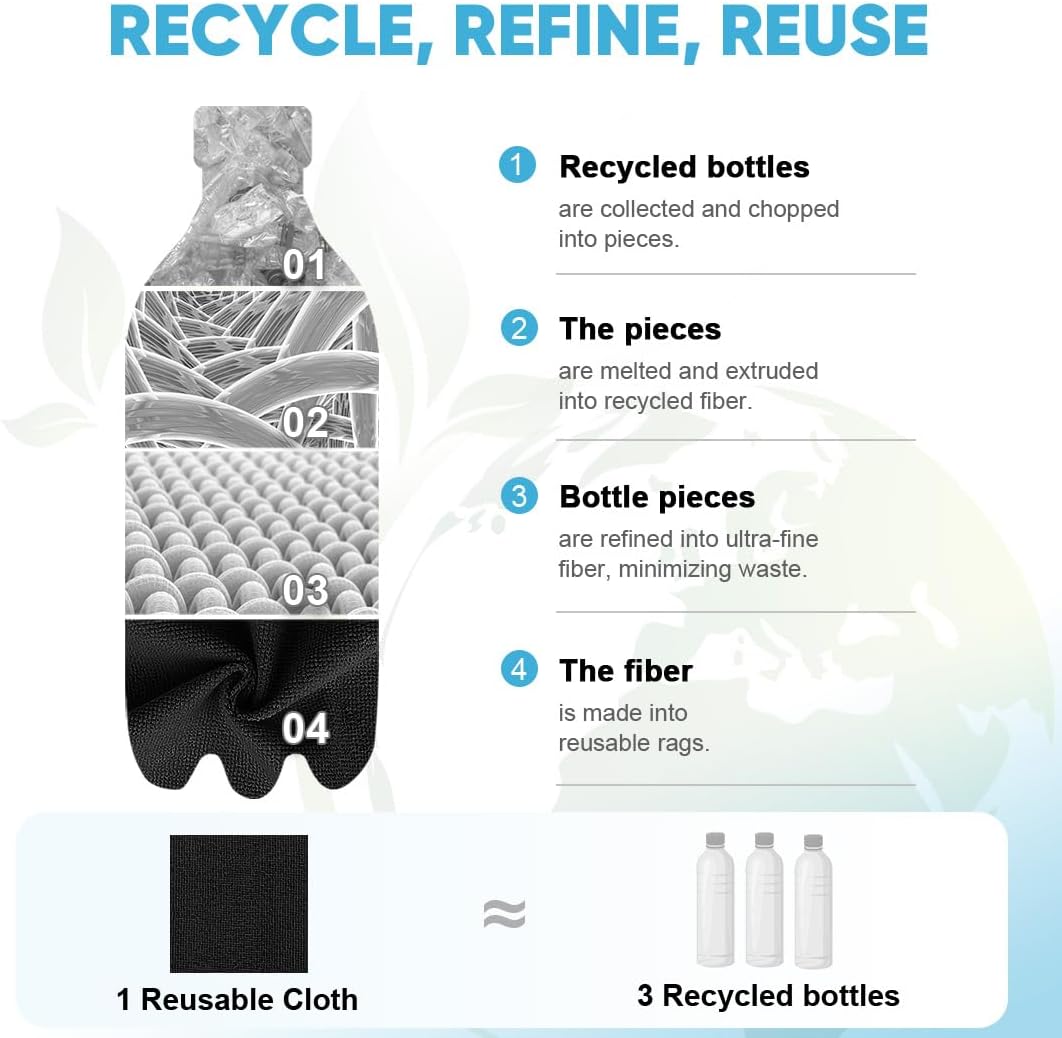Microfiber Cleaning Cloth Roll-50PK, Reusable Paper Towels 11.5×11.5"