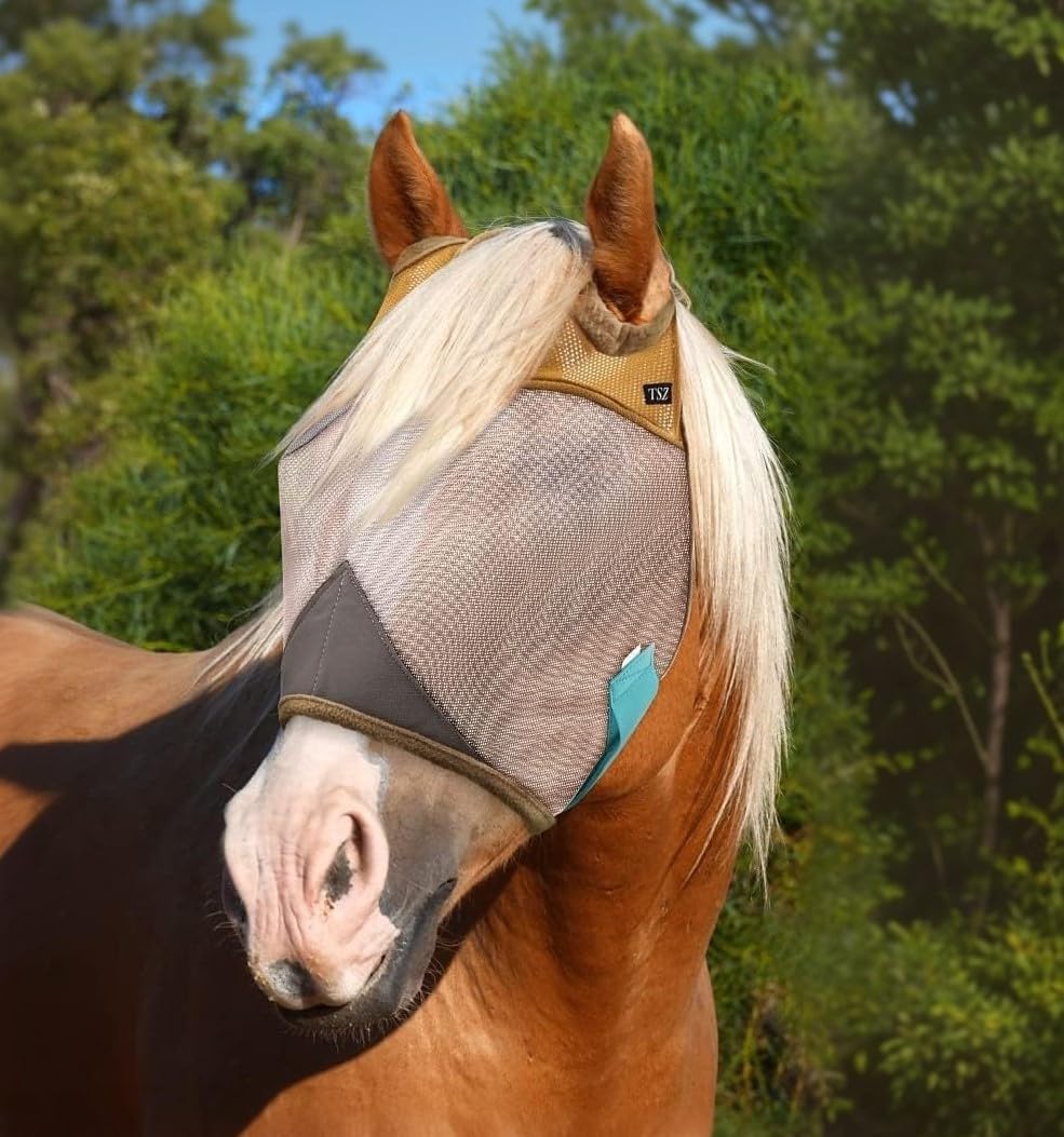TSZ Horse Fly Mask Standard No Ears UV Block 70% Breathable Mesh Flymask
