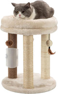 4in1 Small Cat Tree,Scratching Post with Tower Soft Bed, Sisal Carpet Jute Posts with Three Hanging Ball Toys and