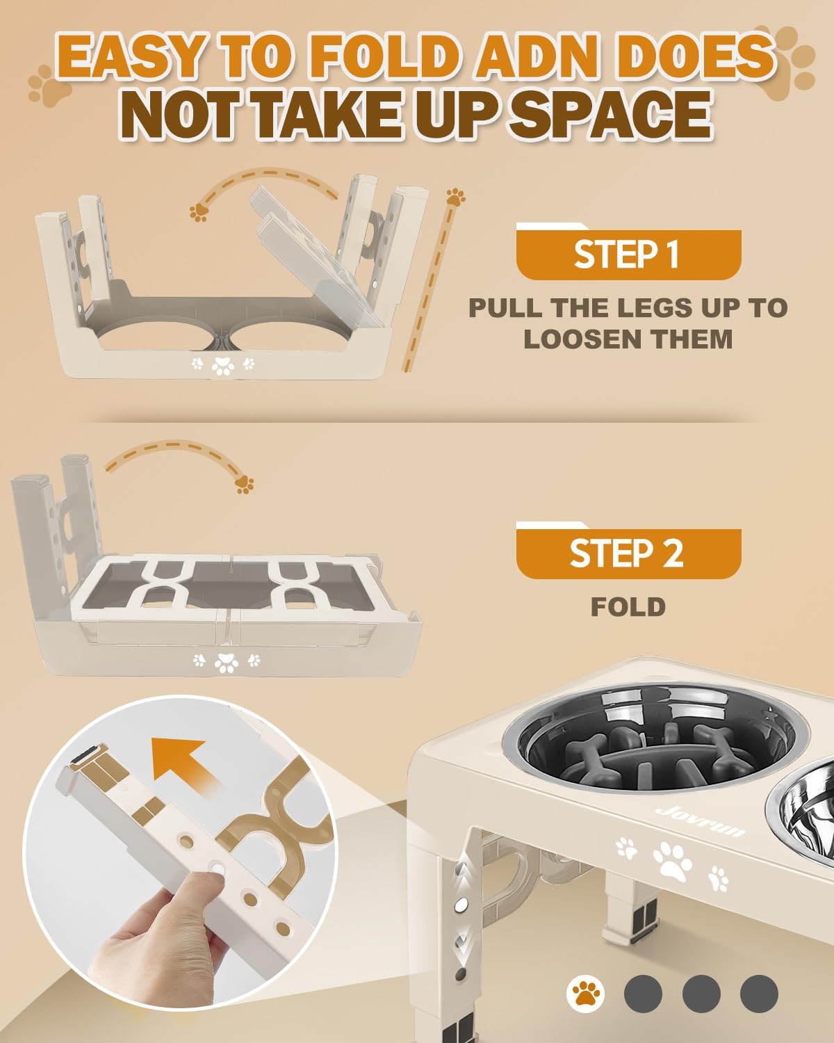 Elevated Dog Bowls for Medium Large Size Dogs, Non-Slip Dog Feeder with 1*Stainless Steel Dishes & 1*Slow Feeder