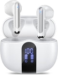 Wireless Earbuds, Bluetooth 5.4 Headphones HiFi Stereo with 4 HD Mic, 50H Playtime Bluetooth Earbuds with LED