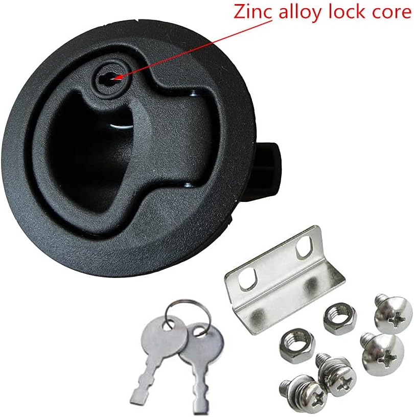 4 PCS Flush Pull Hatch Latch Round Slam Latch for RV Boat Deck 1/4" Door Cabinet Door Locking Style Marine Flush Pull Latch Black