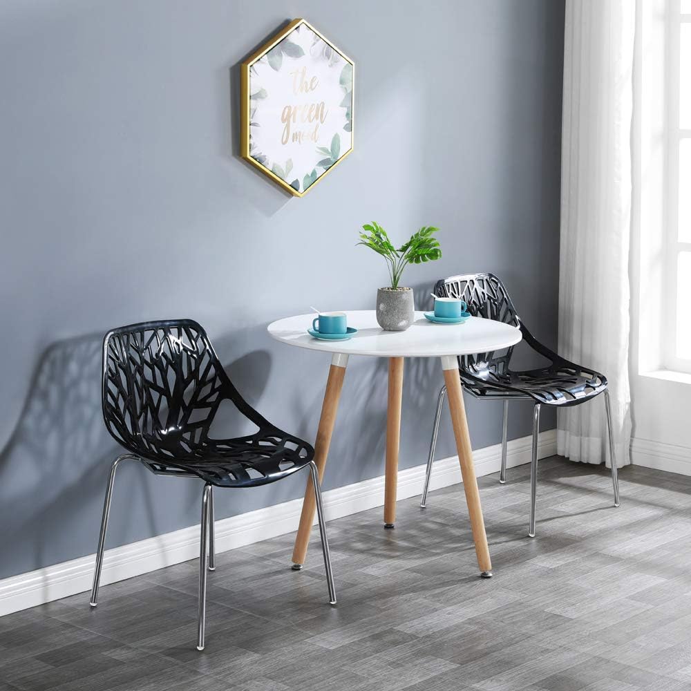 Modern Stackable Dining Chair 6 Pack, Stacking Outdoor Chairs, Black