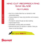 Starrett King Cut Reciprocating Saw Blade, 8" L, 1" W, 0.63" H, 50‑Pack