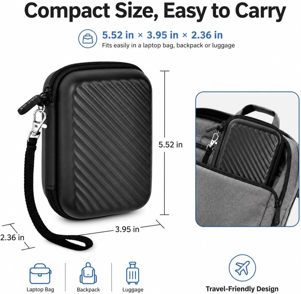 External Hard Drive Case for Seagate, for WD, for Toshiba HDD SSD | Hard EVA Exterior Compact Travel Organizer 3-in-1