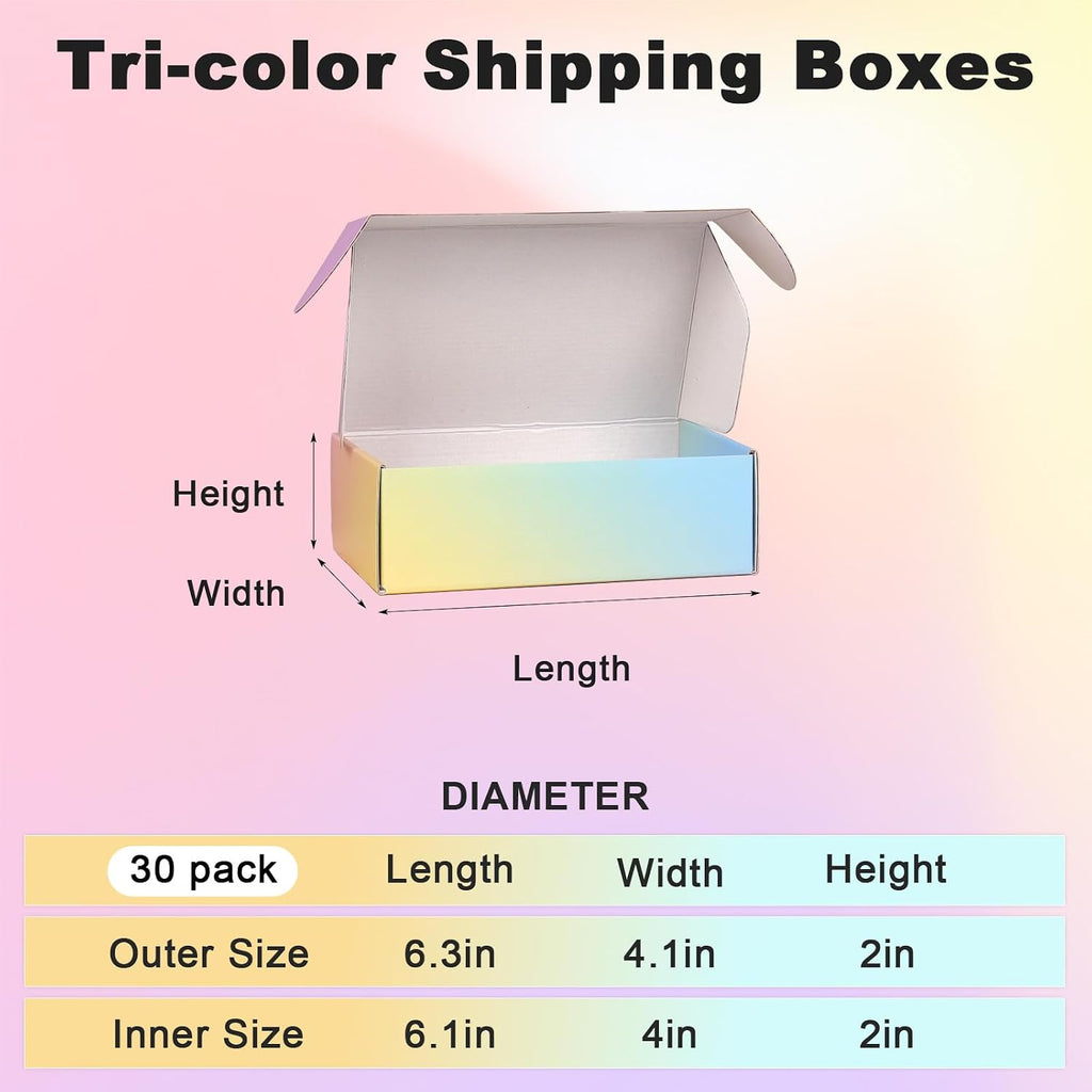 Shipping Boxes Small 6x4x2", 30 Pack Colorful Cardboard Mailer Boxes, Mailing Boxes for Packaging Small Business