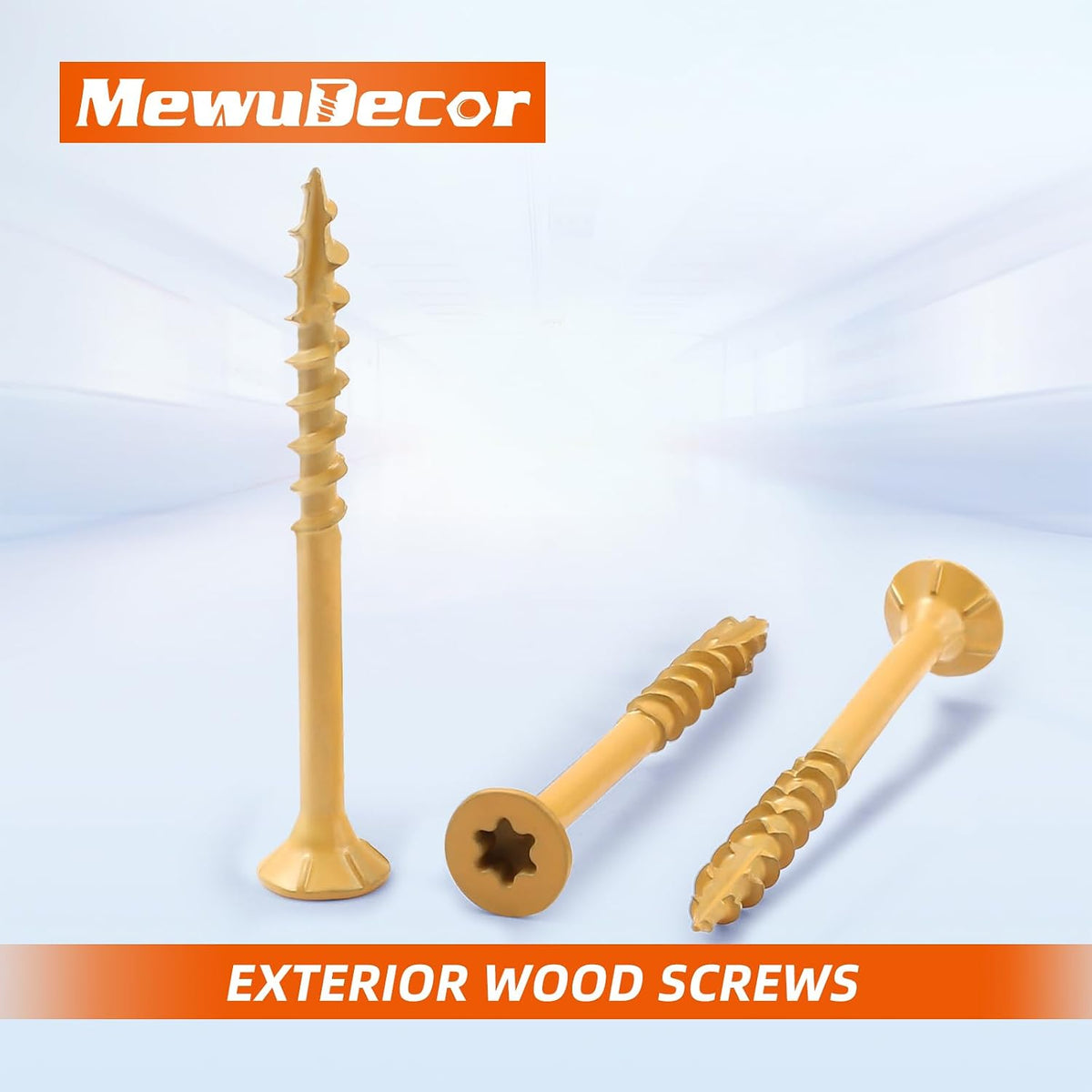 #8 x 1 Wood Screws, Outdoor Deck Screws with Star Drive, Tan Coated Screws for Outdoor Use, Coarse Threads
