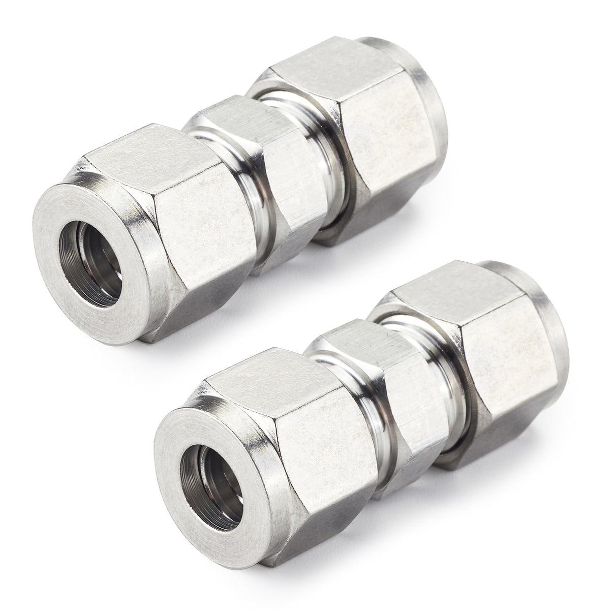 Yoebor 304 Stainless Steel Compression Union 1/8" OD x 1/8" OD Coupling 2pc