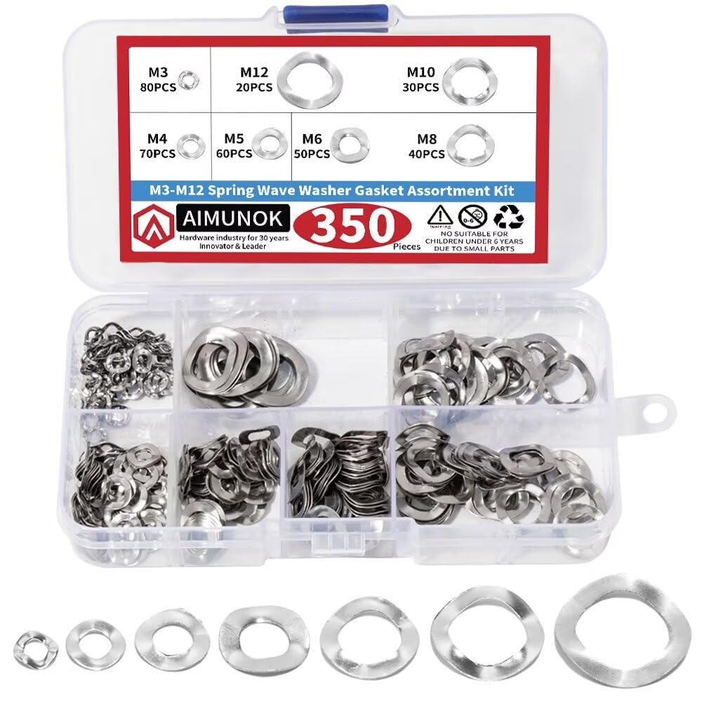 350PCS Spring Wave Washer Gasket Assortment Kit