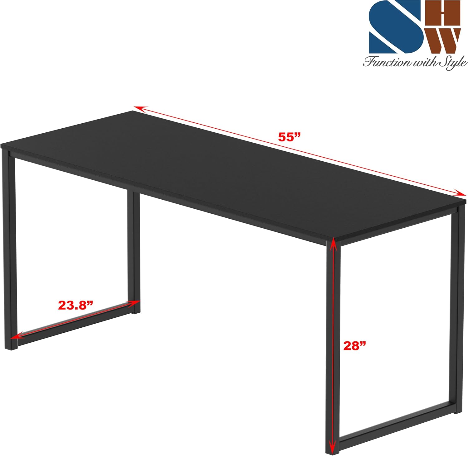 Mission 55-Inch Home Office Computer Desk, Black