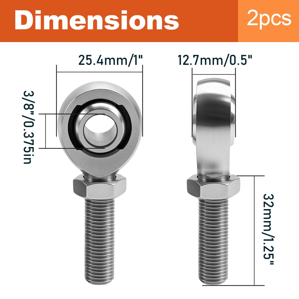 MDEOOSKY 2 Pair 3/8" Heim Joint Rod End Kit, 0.375” Chromoly Joints Panhard Kit with Tube Adapters & Jam Nuts, Ideal for Steering and Suspension Systems