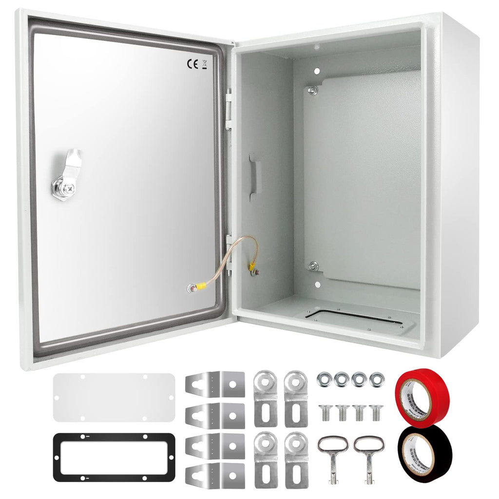 Tocretoare Outdoor Electrical Box, Steel Junction Box 20 x 16 x 8'', NEMA 4X Electrical Enclosure Box IP66 Waterproof & Dustproof, Universal Electrical Project Box with Lock & Mounting Plate