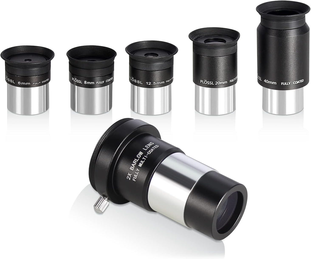 Telescope Accessory Kit - 1.25" Telescope Eyepiece and Filter Set with a Sturdy Carry Case - Five Plossl Eyepieces