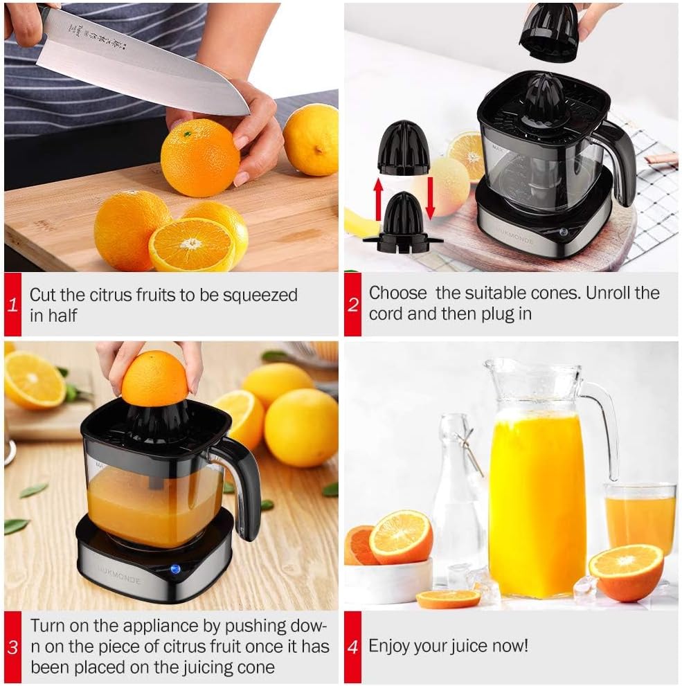 Electric Citrus Juicer 1.2L Large Volume, Orange Juicer with Powerful Motor and LED Working Lamp, Electric Lemon